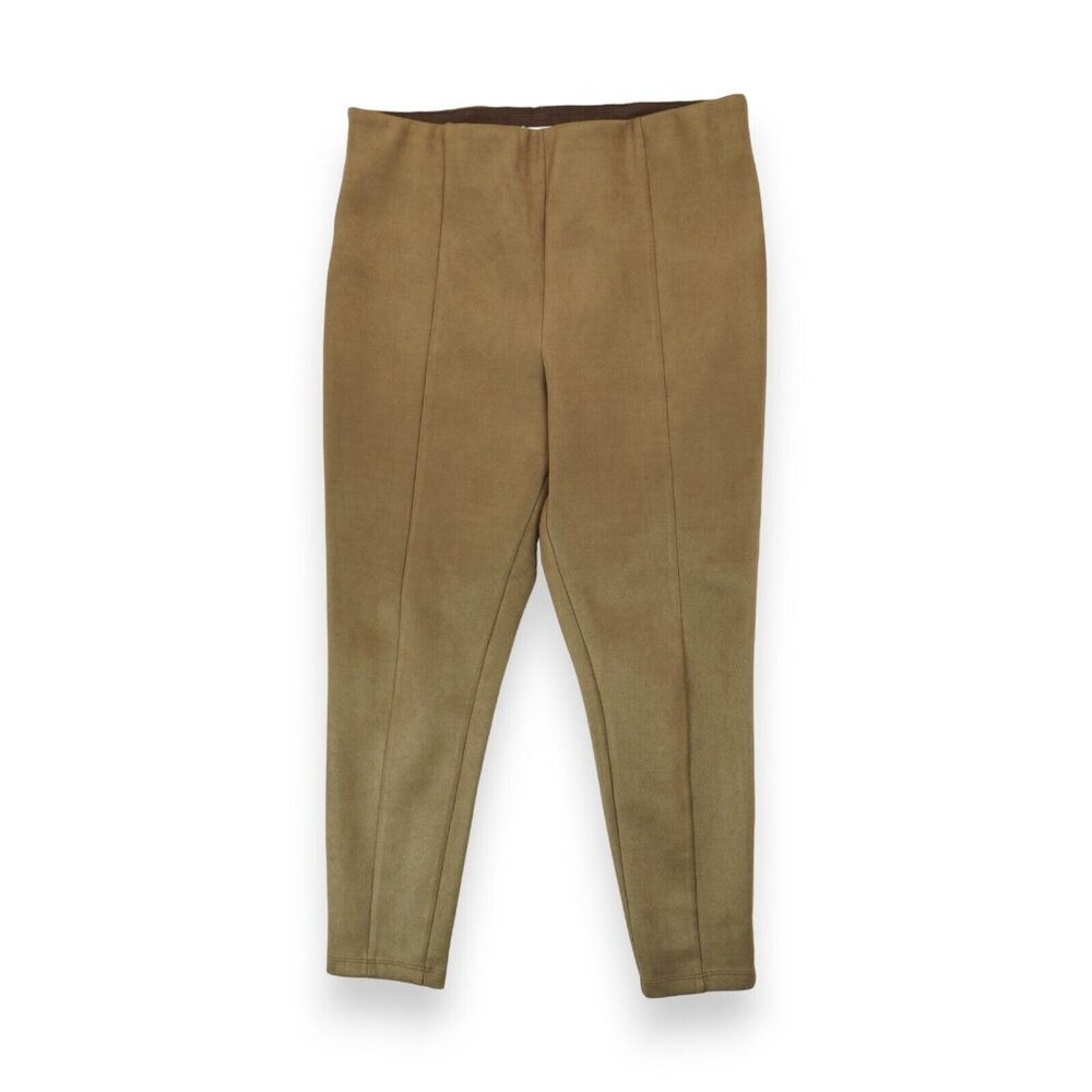 Ann Taylor LOFT Pants Womens Large Petites Brown Faux Suede Skinny Leg Pull On